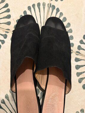 Topshop black suede slip-on mule sandals